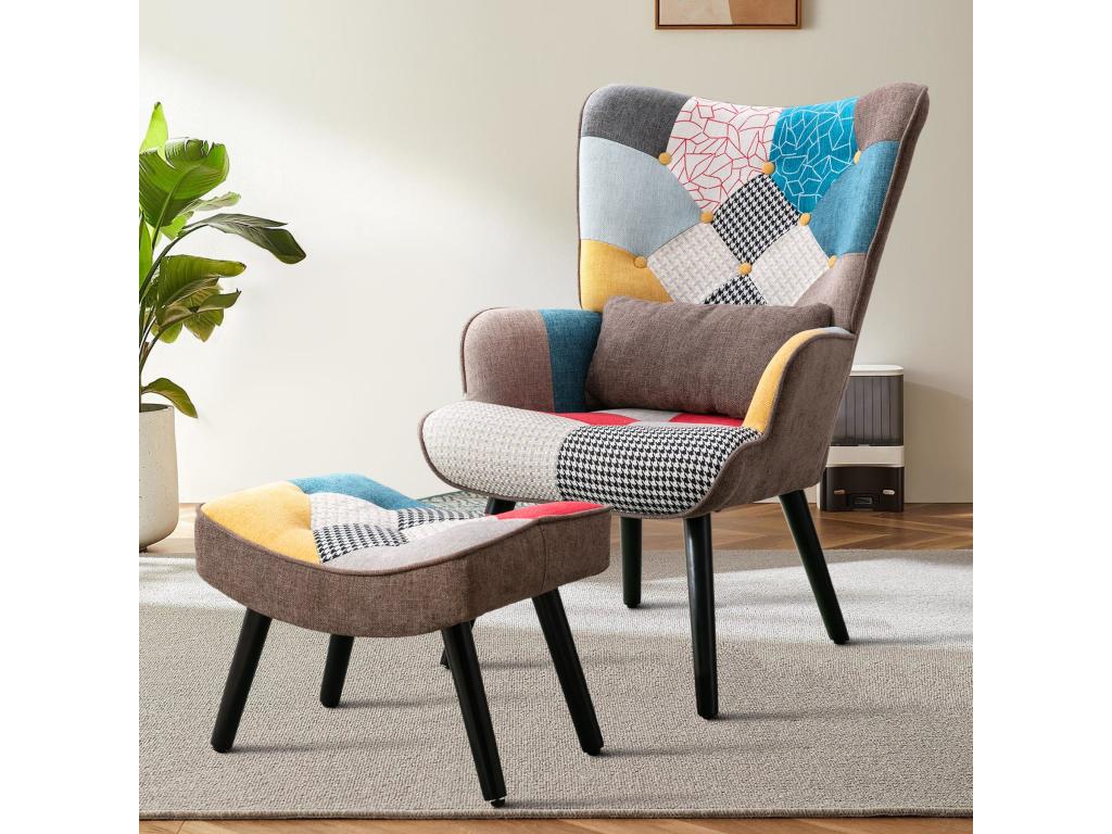 Wingback armchair, relaxation chair with footstool, Dormeva wingback armchair, lounge chair NGRV35209