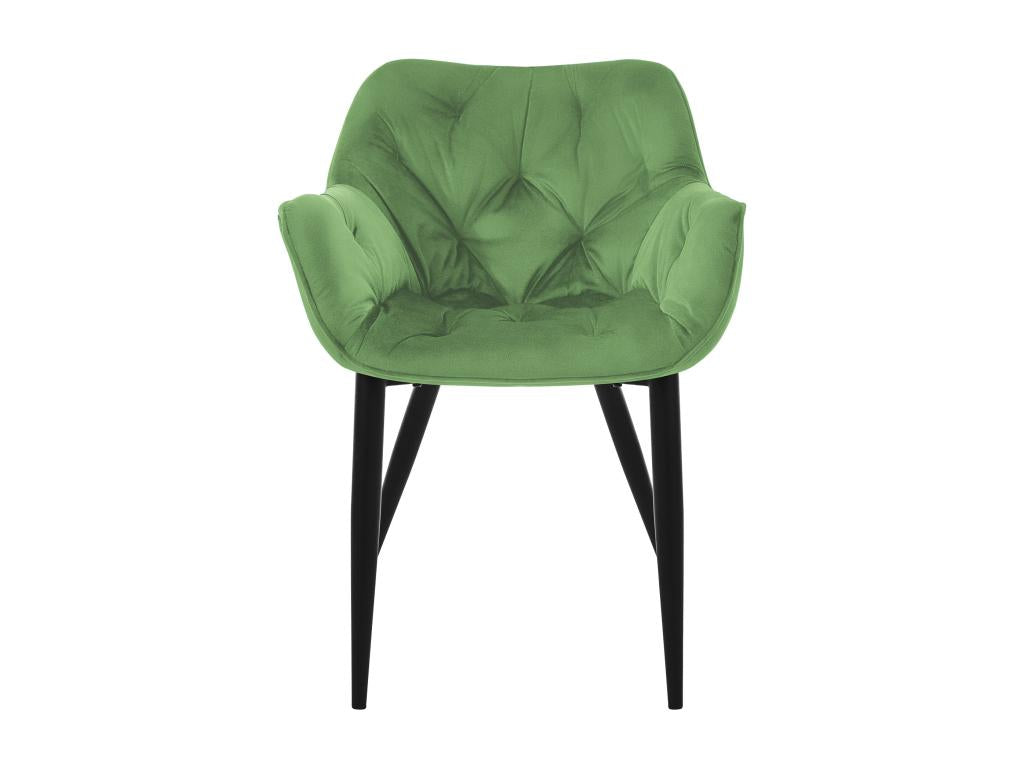 Set of 4 dining chairs with sage velvet seats and black metal legs CCXI94960