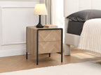 Bedside table - 2 drawers - MDF and metal - Natural and black color - Dormeva ZETE06118