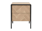 Bedside table - 2 drawers - MDF and metal - Natural and black color - Dormeva ZETE06118