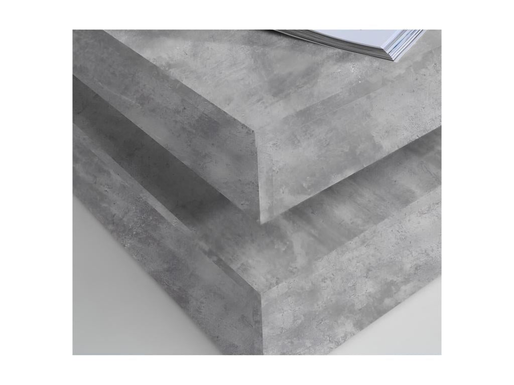 Square swivel coffee table - Particleboard - Light grey concrete effect - Classic - W 78 x D 78 x H 35.4 cm - COFFEE CYXS83888