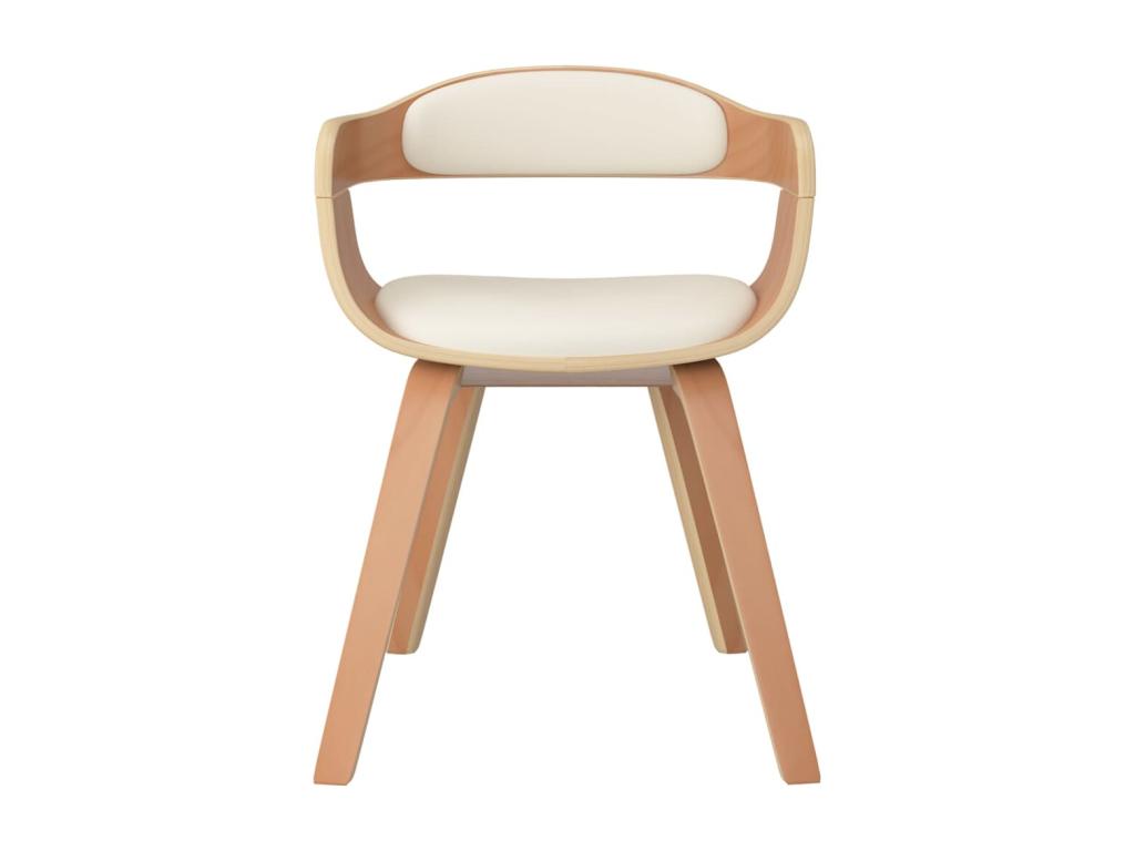 Set of 4 cream faux leather and bentwood dining chairs RBVZ85823